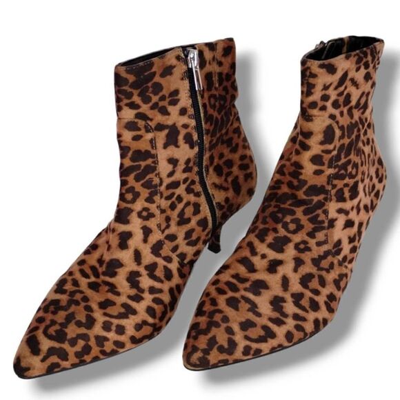 Eloquii Womens Boots Animal Print Sz 8w Browns Faux Suede Ankle Zip Stretch Tab - Picture 6 of 14